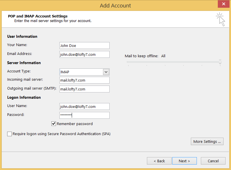 Outlook Setup Step 4